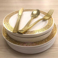 10 assiettes ajourées Or rigides réutilisables 23cm