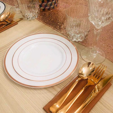 10 petites assiettes liseré Rose Gold pour une décoration de table réussie