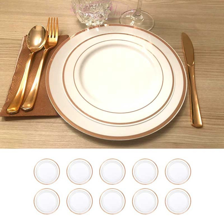 10 petites assiettes liseré Rose Gold 10 petites assiettes liseré Rose Gold