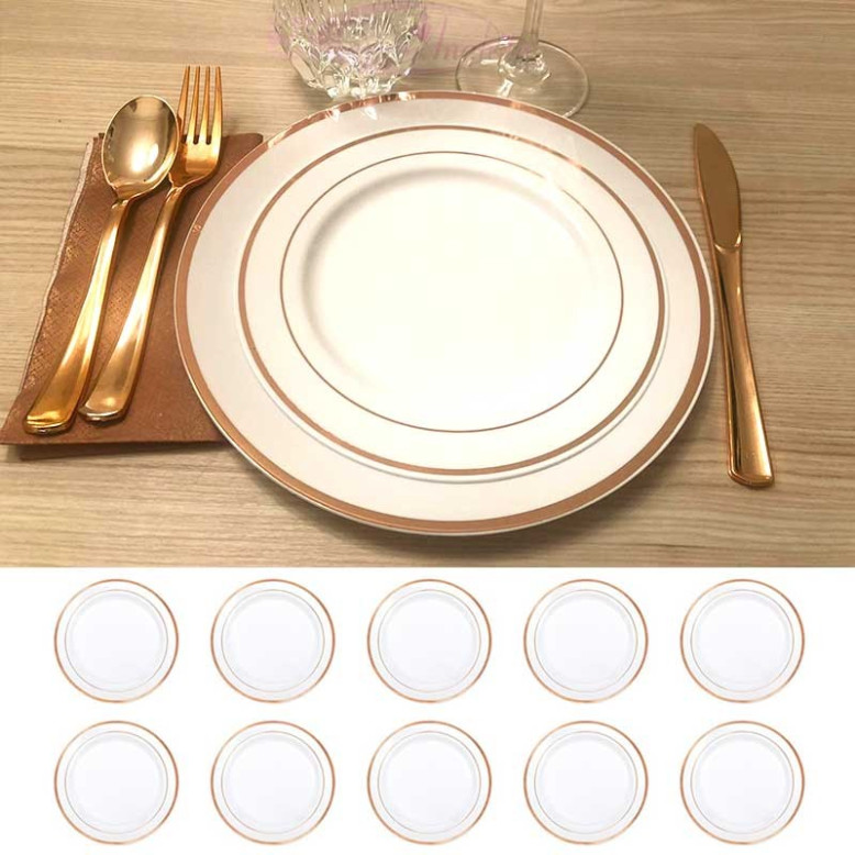 10 grandes assiettes Rose Gold liseré Rose Gold 26 cm 10 grandes assiettes Rose Gold liseré Rose Gold 26 cm