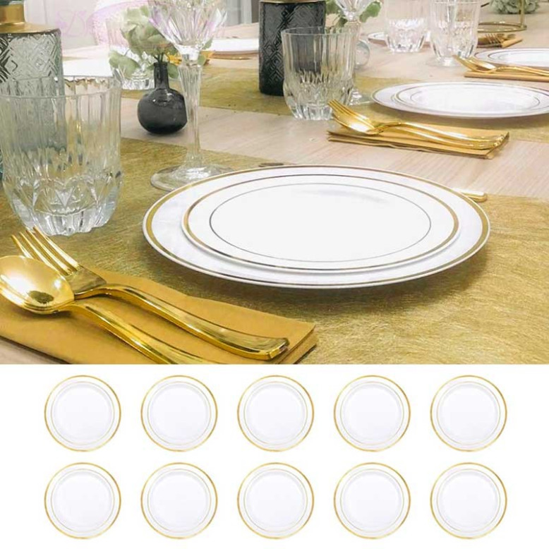 10 grandes assiettes liseré Or 26 cm 10 grandes assiettes liseré Or 26 cm
