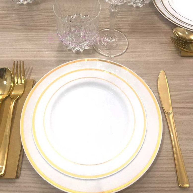 10 grandes assiettes liseré Or 26 cm 10 grandes assiettes liseré Or 26 cm