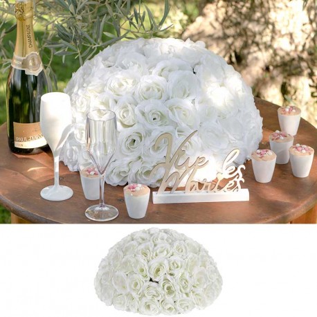 Bouquet de fleurs centre de table blanc 30 cm