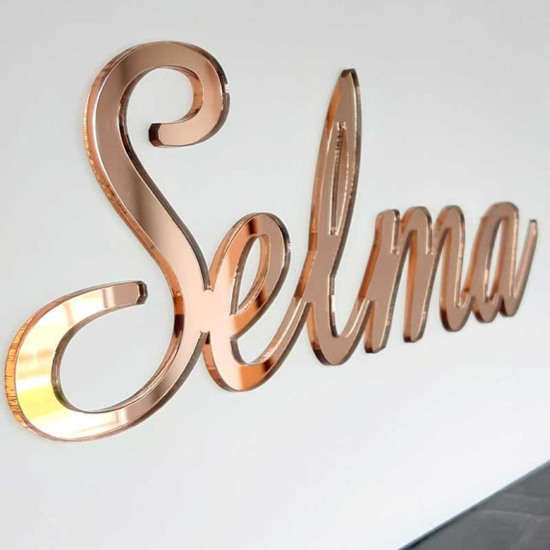 Prénom découpé Rose Gold miroir