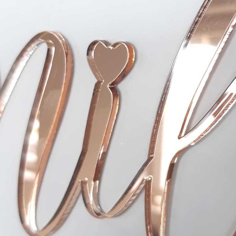 Prénom découpé Rose Gold miroir