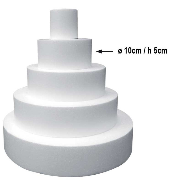 Disque en polystyrène 10 cm pour gâteaux et pièce montée Disque en polystyrène 10 cm pour gâteaux et pièce montée