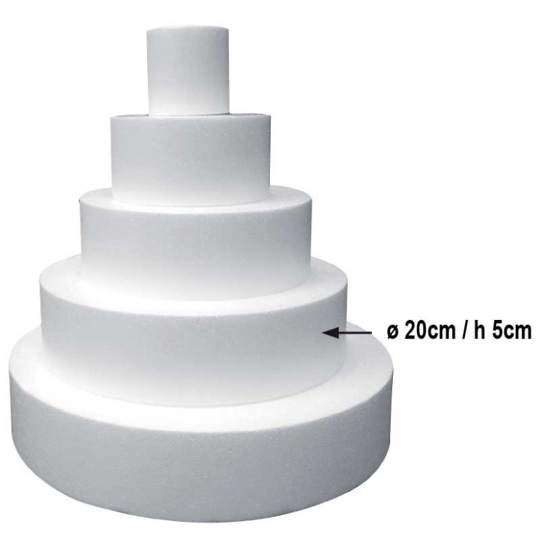 Disque en polystyrène 20 cm pour gâteaux et pièce montée