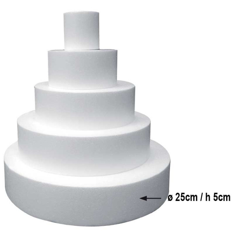 Disque en polystyrène 25 cm pour gâteaux et pièce montée Disque en polystyrène 25 cm pour gâteaux et pièce montée