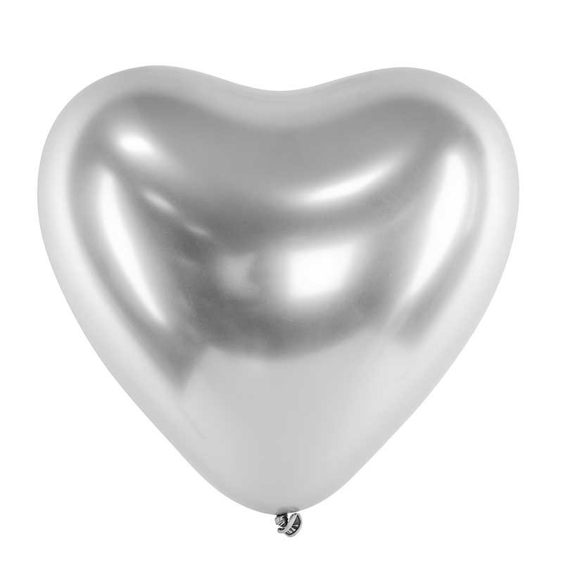 50 Ballons cœur Glossy argent 30 cm - Dragées Anahita