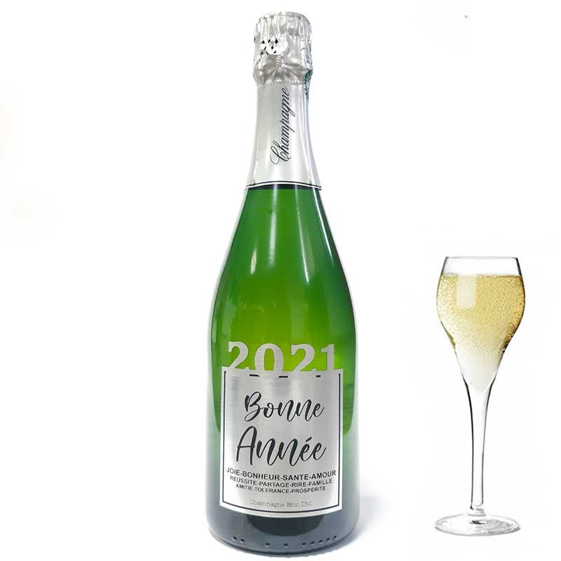 Bouteille de Champagne Bonne Année Argent -Dragées Anahita