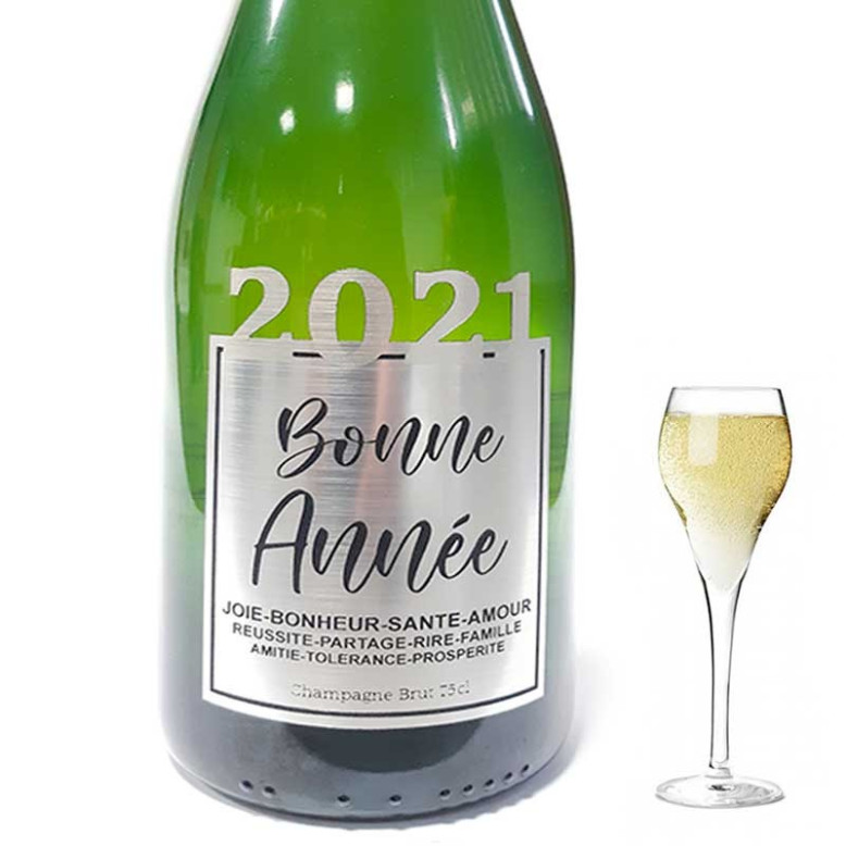 Bouteille de Champagne "Bonne Année" Argent Bouteille de Champagne "Bonne Année" Argent