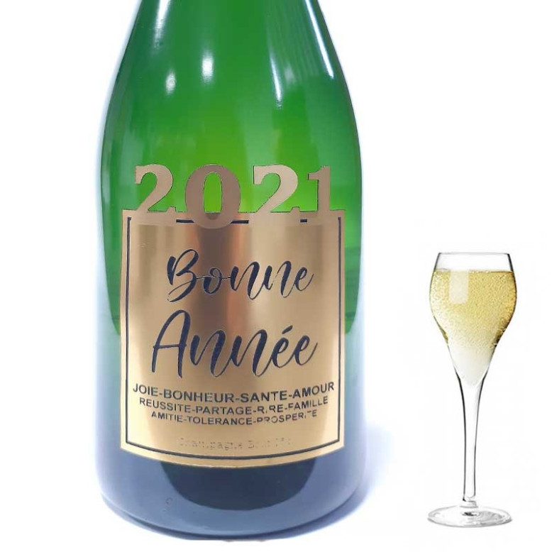 Bouteille de Champagne "Bonne Année" Or Bouteille de Champagne "Bonne Année" Or