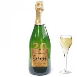 Servez le champagne pour votre 20 eme anniversaire dans une bouteille à votre nom