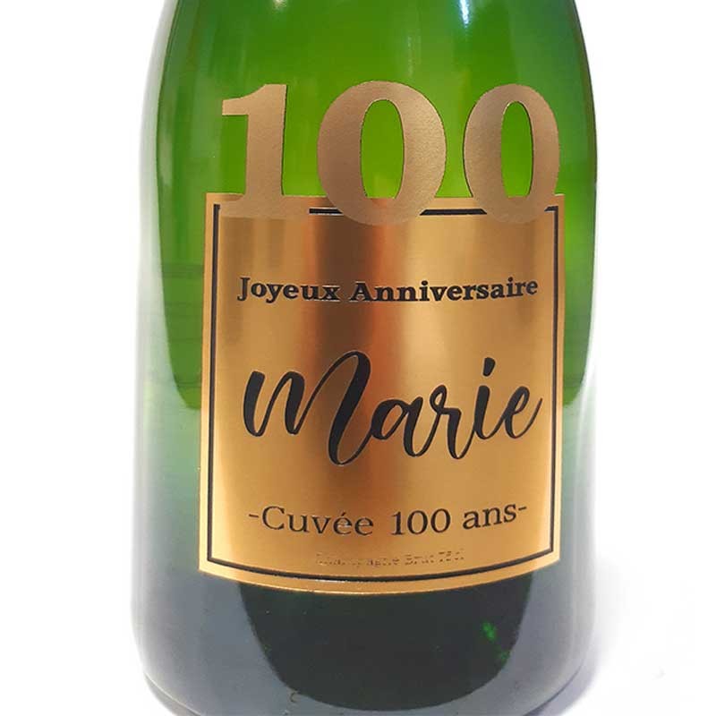 Personnalisation De Champagne Anniversaire 100 Ans Or Dragees Anahita