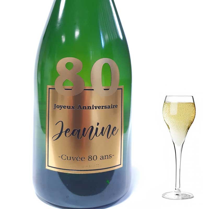 Personnalisation De Champagne Anniversaire 80 Ans Or Dragees Anahita