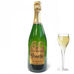 Servez le champagne pour votre 60 eme anniversaire dans une bouteille à votre nom