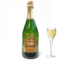 Servez le champagne pour votre 70 eme anniversaire dans une bouteille à votre nom