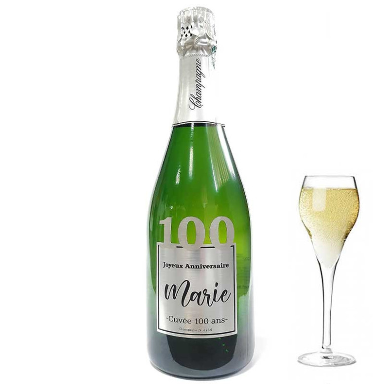 Personnalisez une bouteille de champagne pour ces 100 ans, facile chez Dragées Anahita Personnalisez une bouteille de champagne pour ces 100 ans, facile chez Dragées Anahita