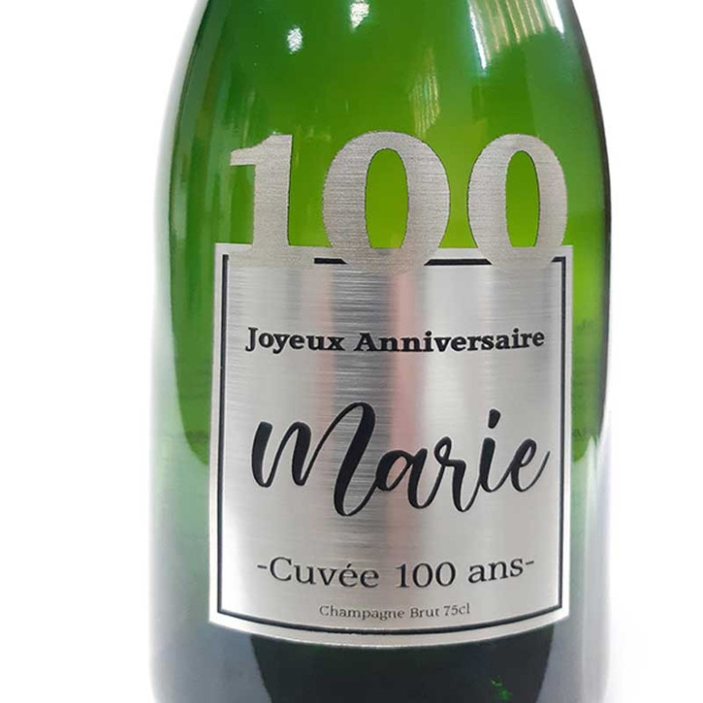 Champagne Anniversaire 100 ans Argent Champagne Anniversaire 100 ans Argent