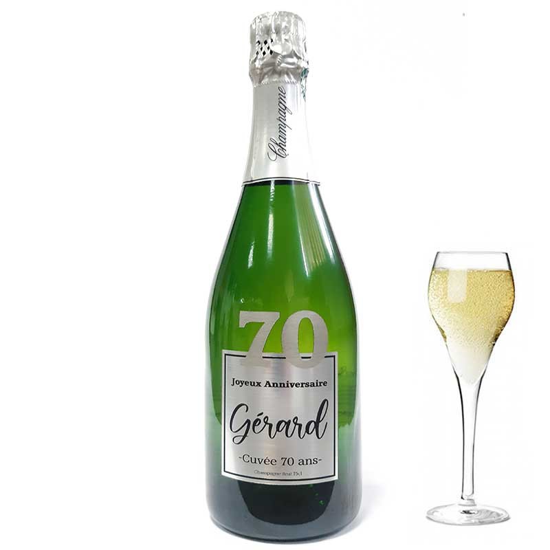 Personnalisation De Champagne Anniversaire 70 Ans Argent Dragees Anahita