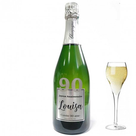 Personnalisez une bouteille de champagne pour ces 90 ans, facile chez Dragées Anahita