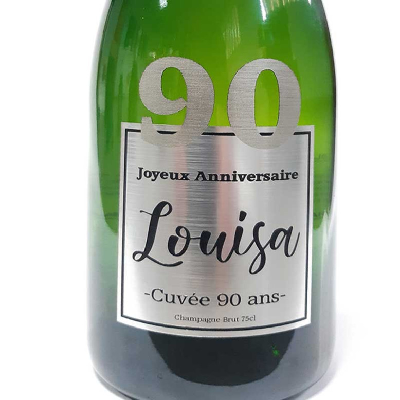 Champagne Anniversaire 90 ans Argent Champagne Anniversaire 90 ans Argent