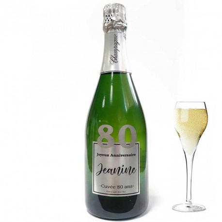 Personnalisez une bouteille de champagne pour ces 80 ans, facile chez Dragées Anahita