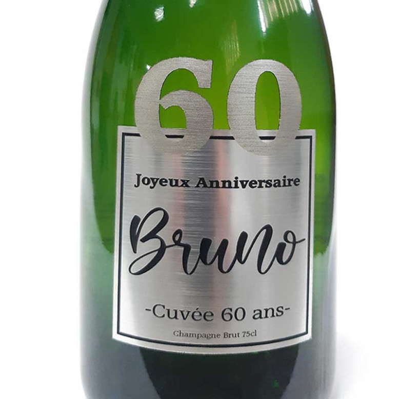 Champagne Anniversaire 60 ans Argent Champagne Anniversaire 60 ans Argent