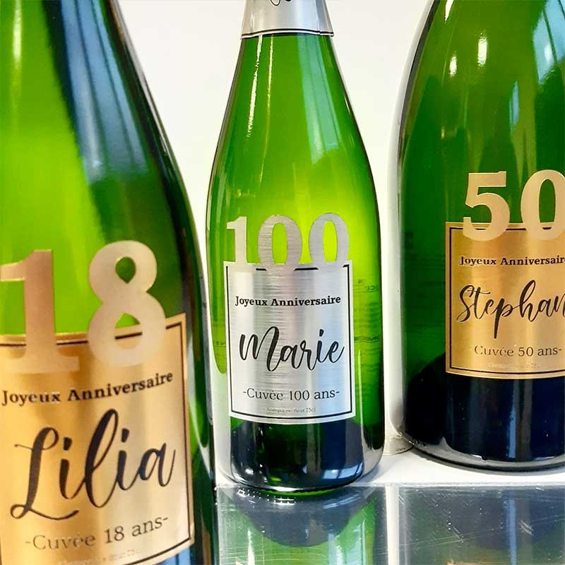 Etiquettes de bouteille de Champagne pour anniversaire - Dragées Anahita