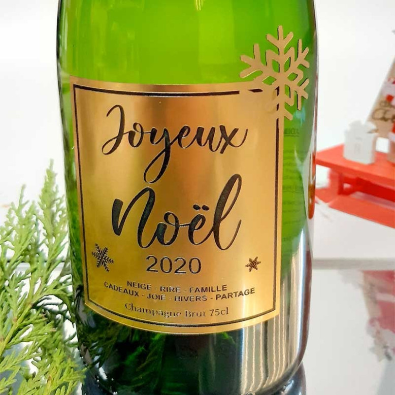 Bouteille de Champagne "Joyeux Noël" Or Bouteille de Champagne "Joyeux Noël" Or