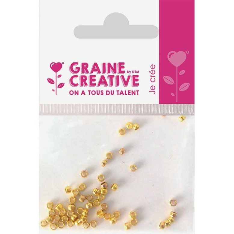Sachet de 60 perles a ecraser coloris or 2mm Sachet de 60 perles a ecraser coloris or 2mm