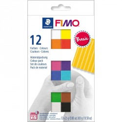 Coffret fimo soft couleurs basiques 12 demi blocs 12x25 g 