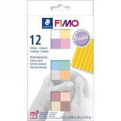 Coffret fimo soft couleurs pastelles 12 demi blocs 12x25 g 