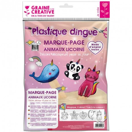 Kit plastique dingue marque-pages animaux licorne