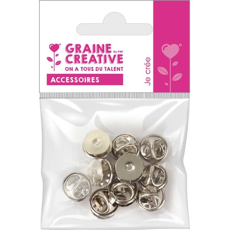Supports de pin's argent large 10mm Supports de pin's argent large 10mm
