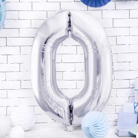 Ballon alu chiffre 0 XXL Argent pour anniversaire