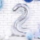 Ballon alu chiffre 2 XXL Argent pour anniversaire
