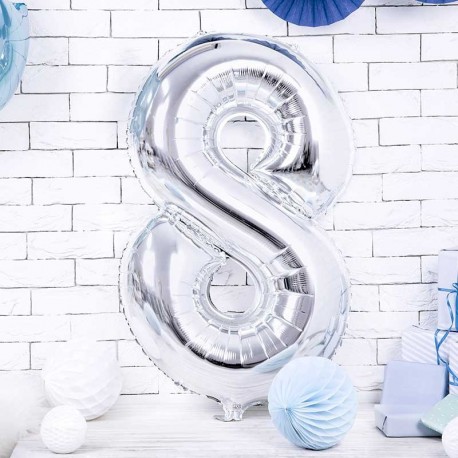 Ballon alu chiffre8 XXL Argent pour anniversaire