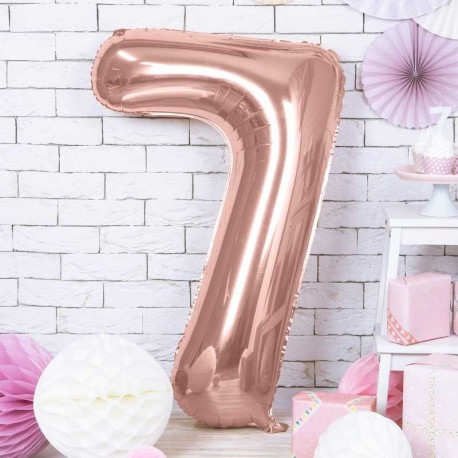 Ballon alu chiffre 7 XXL Rose gold pour anniversaire