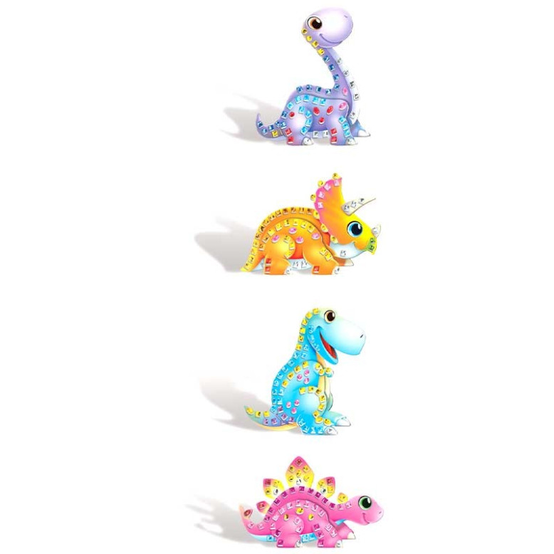 4 cartes mosaïque 3d assorties dinosaure 4 cartes mosaïque 3d assorties dinosaure