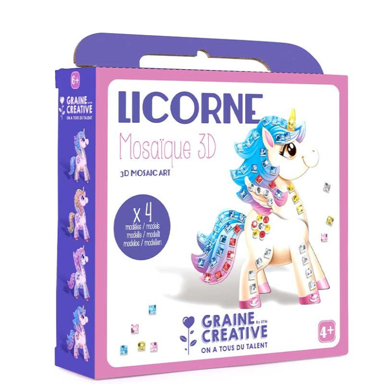 4 cartes mosaïque 3D Licorne