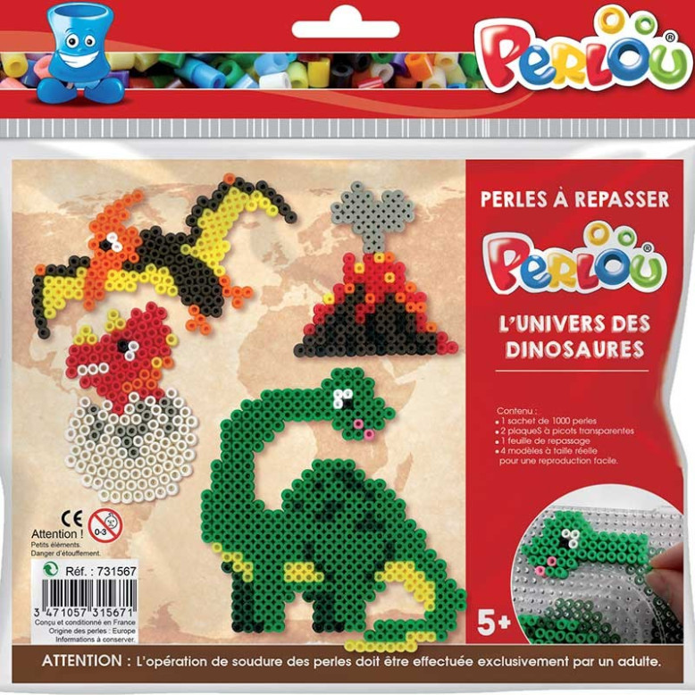 Kit de perles à repasser dinosaures Kit de perles à repasser dinosaures