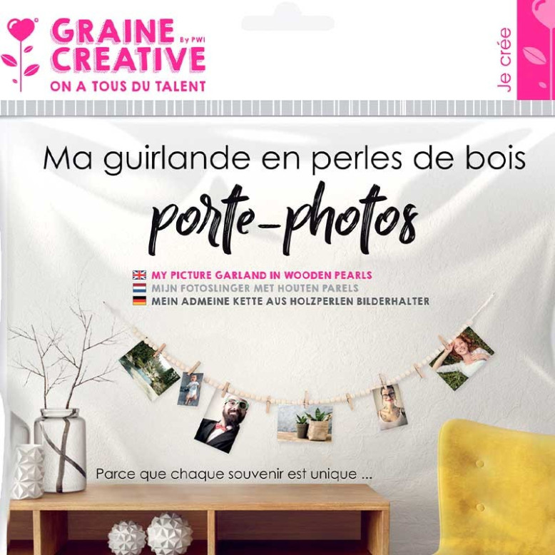 Guirlande en Perles de Bois porte Photo