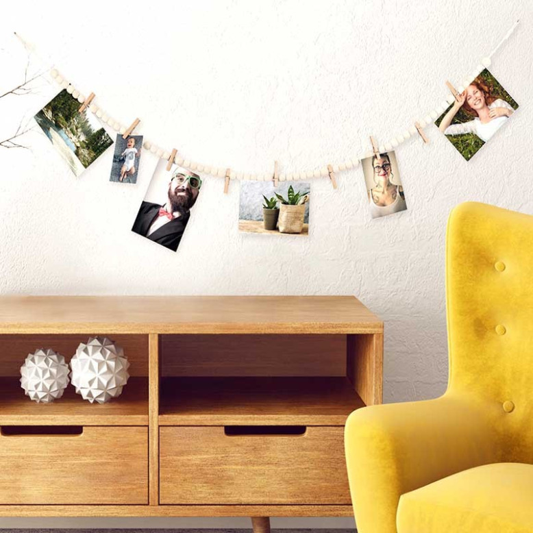 Guirlande en Perles de Bois porte Photo