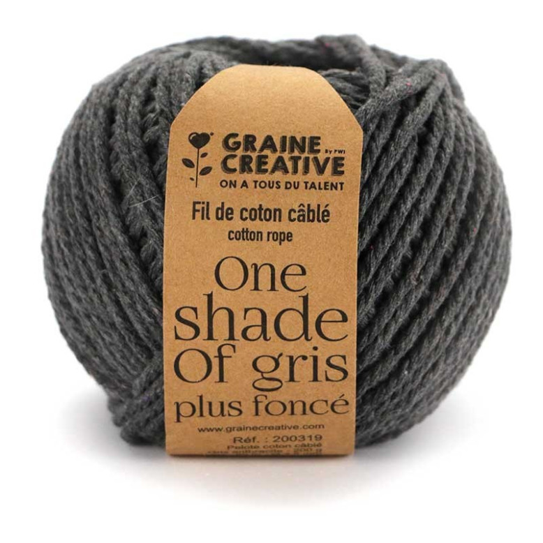 Pelote de coton câblé gris anthracite 2,5 mm - 200 g Pelote de coton câblé gris anthracite 2,5 mm - 200 g