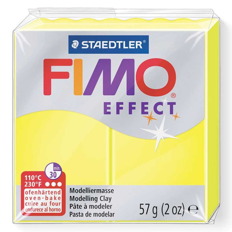 Pâte Fimo Effet Néon fluo couleur jaune