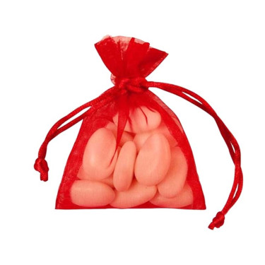 10 Sacs organza rouge