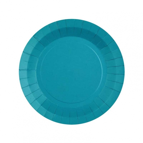 Petite assiette en carton Turquoise biodégradable