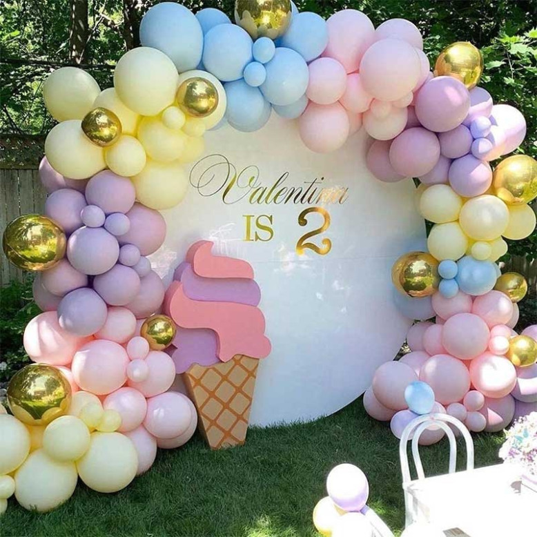 MEHOFOND Toile De Fond Rose 2,1x1,5m Pour Anniversaire Fille - Ciel, Nuages, Ballons, Château - Déco