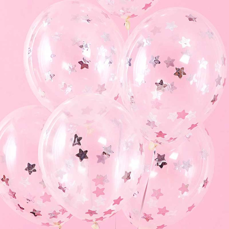 6 Ballons à confettis étoiles 30 cm